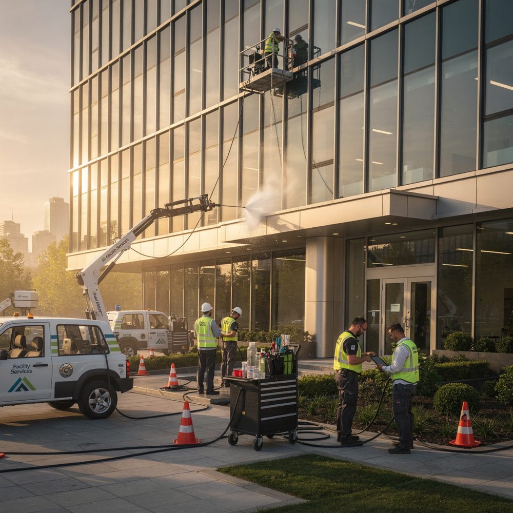 Facilities management team servicing a commercial building